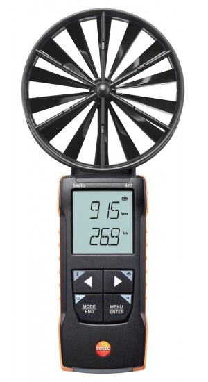 Testo 417 Digital Vane Anemometer, 59.1 to 3937 fpm, 0 to 58,857 CFM